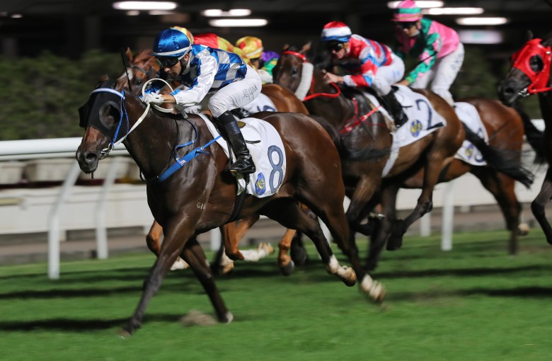 Sugar Sugar, ridden by Joao Moreira, wins at Happy Valley in July. Photo: Kenneth Chan.