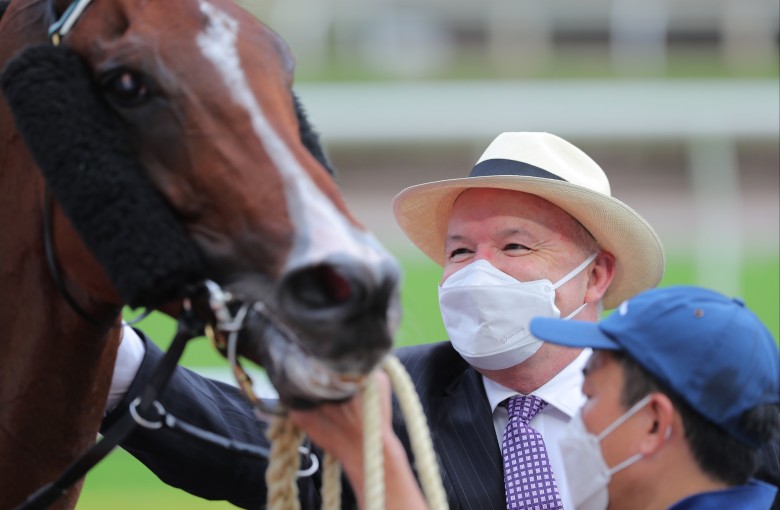 Trainer David Hayes after a winner. Photos: Kenneth Chan