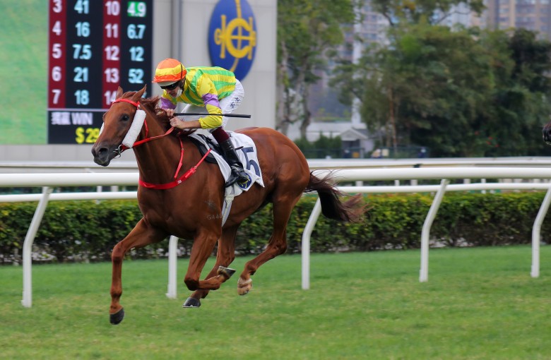 Sword Point storms to victory under Hugh Bowman at Sha Tin on Sunday. Photo: Kenneth Chan