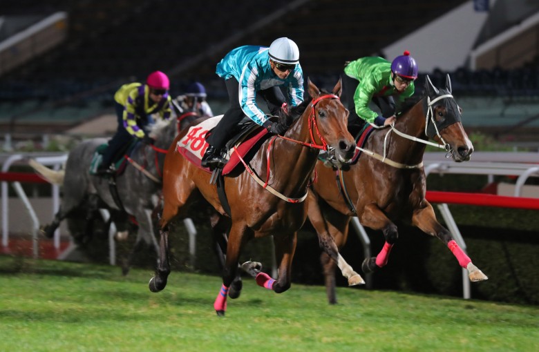 Romantic Warrior wins his trial at Sha Tin on Tuesday morning. Photo: Kenneth Chan