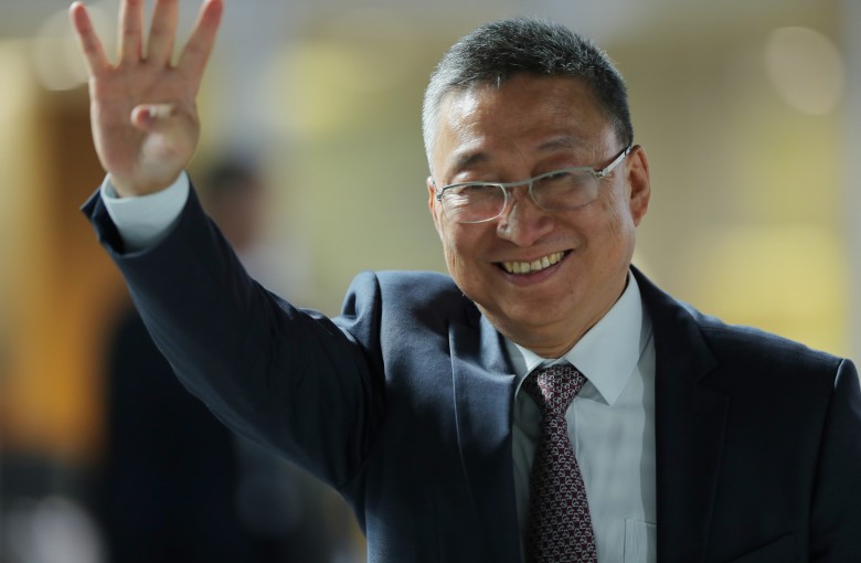Francis Lui celebrates his four-timer at Sha Tin on Sunday. Photo: Kenneth Chan