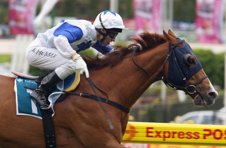 Brett Prebble rides Cape Of Good Hope to win the Group One Australia Stakes (1,200m) at Moonee Valley in 2005. Photo: Darrin Braybrook/Sunday Herald Sun