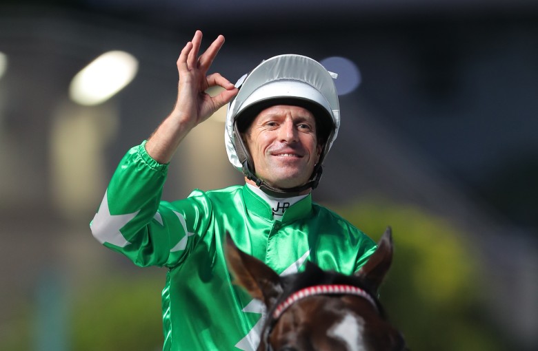 Hugh Bowman celebrates a winner at Sha Tin on Sunday. Photos: Kenneth Chan