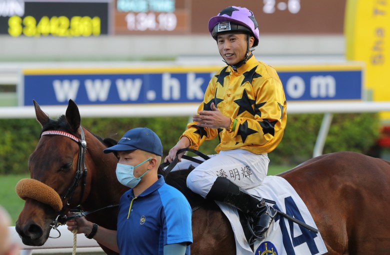 Jockey Matthew Poon enjoys a recent winner. Photo: Kenneth Chan