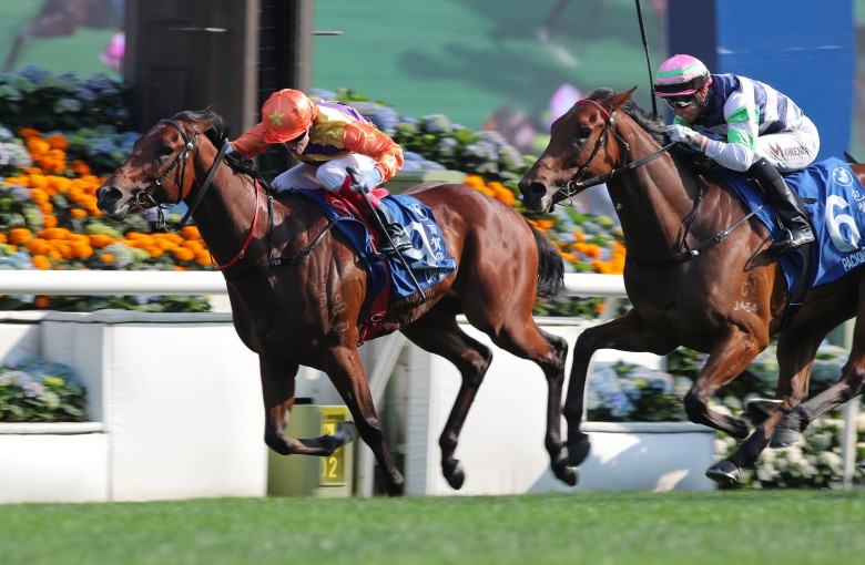 Craig Williams boots home Cap Ferrat in Sunday’s Hong Kong Derby (2,000m) at Sha Tin. Photos: Kenneth Chan