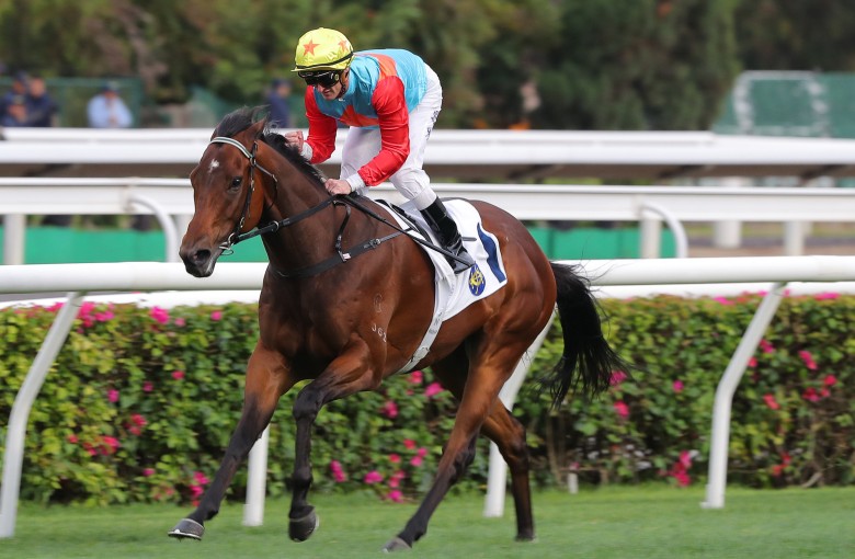 The Everest favourite Ka Ying Rising salutes at Sha Tin last Sunday. Photos: Kenneth Chan