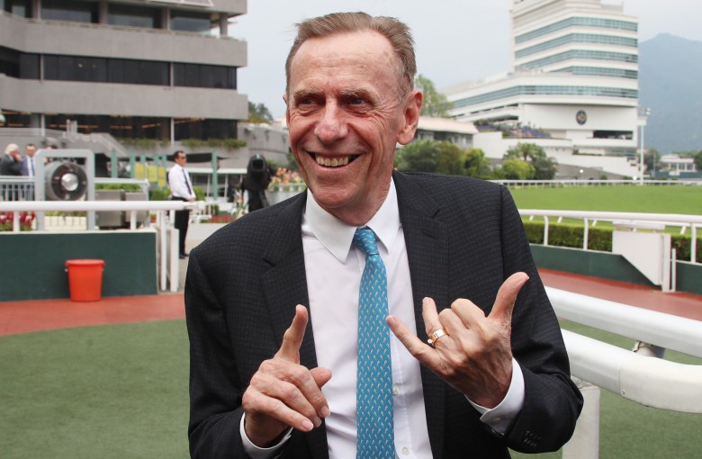 It was all smiles for John Size after bagging his 1600th winner at Sha Tin. Photos: Kenneth Chan