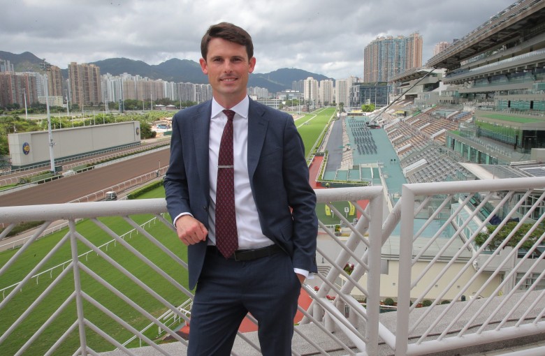 James Cummings poses for photos at Sha Tin on Wednesday morning. Photos: Kenneth Chan