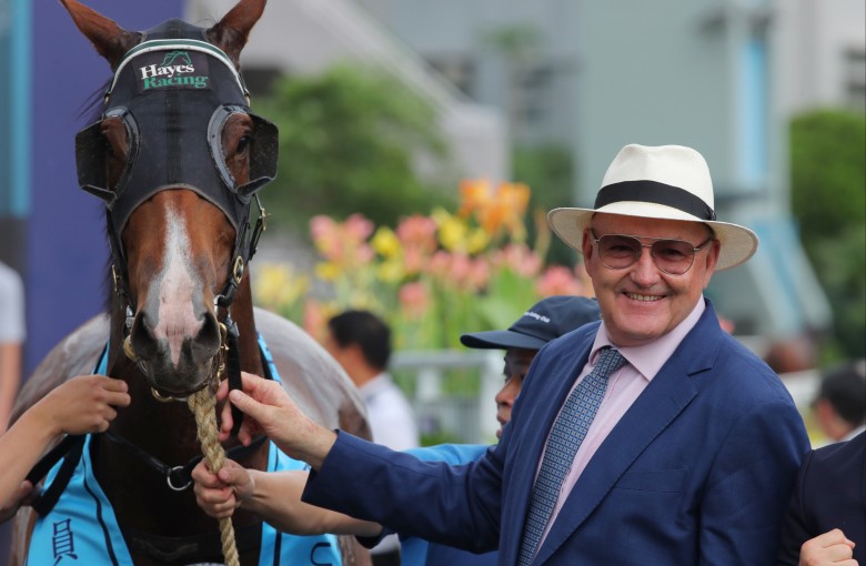 David Hayes with in-form dirt specialist Solid Shalaa. Photos: Kenneth Chan