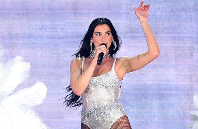 Dua Lipa sparkled in custom Swarovski fits at London’s Wembley Stadium in June. Photo: WireImage