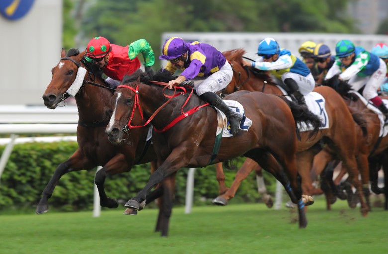 Helios Express wins the Group Three Sha Tin Vase last season under Hugh Bowman. Photos: Kenneth Chan