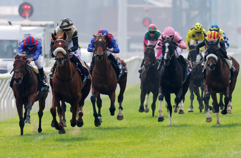 Giavellotto (second from left) collects last year’s Hong Kong Vase in a romp. Photos: Kenneth Chan