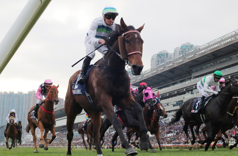 Voyage Bubble wins last year’s Hong Kong Mile under James McDonald. Photo: Kenneth Chan