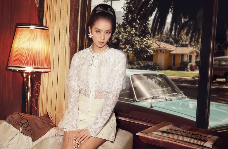 Jisoo from Blackpink, complete with 60s beehive hair, for Self-Portrait’s fall/winter 2025 campaign. Photo: Handout