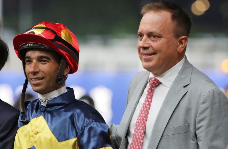 Jockey Joao Moreira and trainer Caspar Fownes soak up their big Happy Valley night. Photos: Kenneth Chan