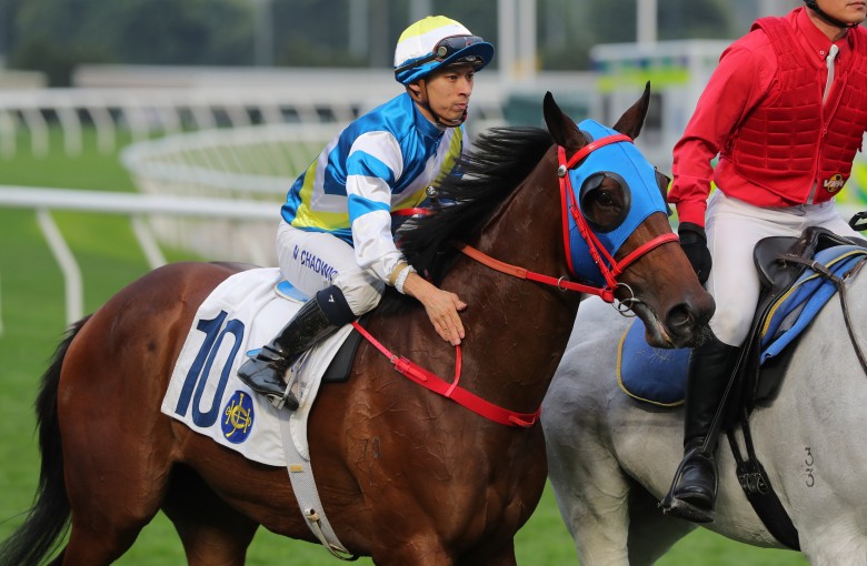 Matthew Chadwick gives Patch Of Cosmo a pat after his Sha Tin victory last March. Photos: Kenneth Chan