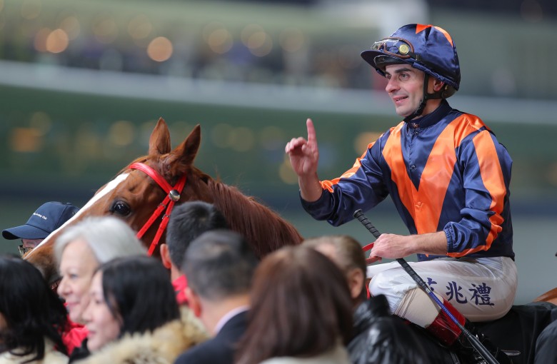 Andrea Atzeni celebrates a Happy Valley winner. Photos: Kenneth Chan