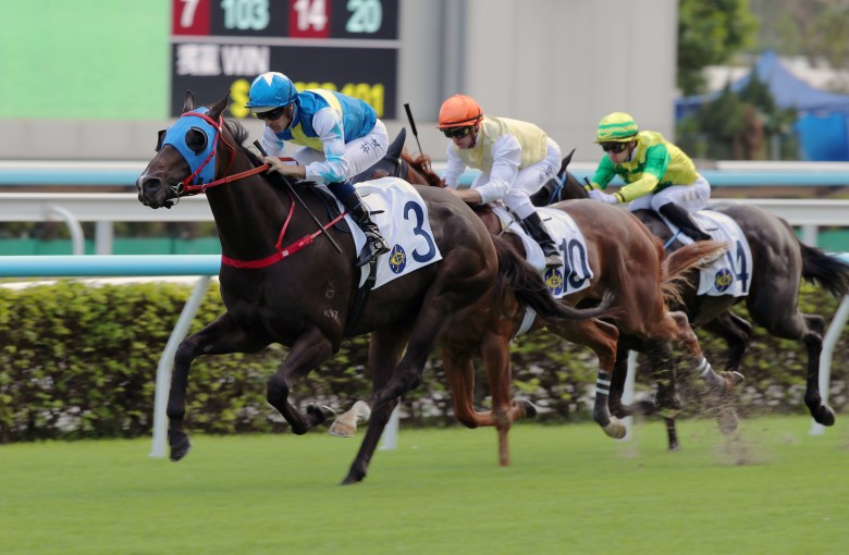 Aurora Patch, ridden by Hugh Bowman, wins at Sha Tin. Photos: Kenneth Chan