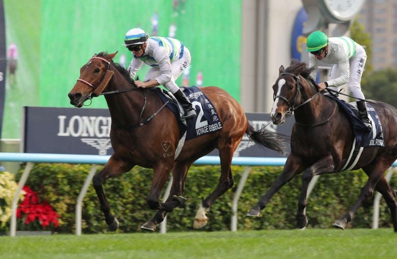 Zac Purton guides Voyage Bubble to victory in December’s Hong Kong Mile. Photos: Kenneth Chan