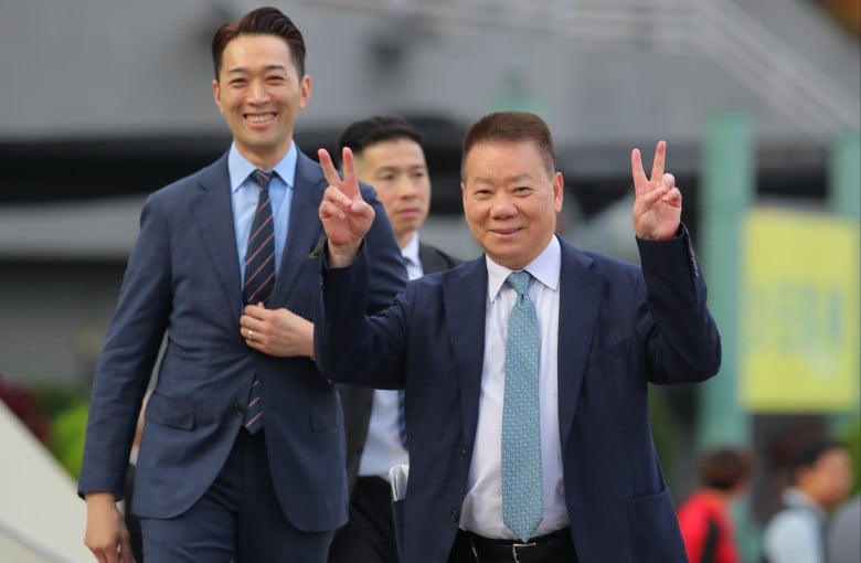 Manfred Man celebrates his Sha Tin double. Photos: Kenneth Chan