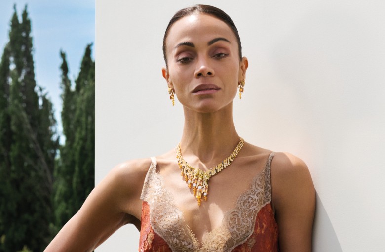 Zoe Saldaña at the launch of Cartier’s Le Chœur des Pierres high jewellery collection in Saint-Tropez. Photo: Handout