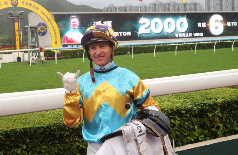 Zac Purton celebrates his 1,994th Hong Kong win last Sunday. Photos: Kenneth Chan