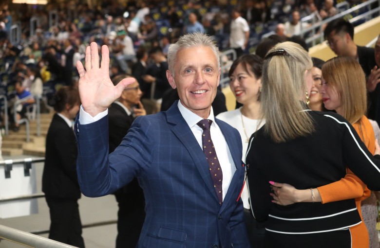 Mark Newnham celebrates his Happy Valley five-timer in March. Photos: Kenneth Chan