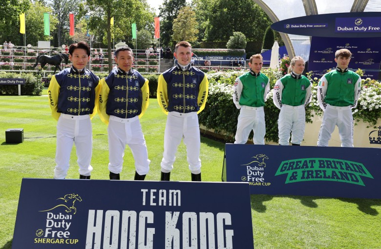 Jerry Chau, Vincent Ho and Luke Ferraris (left to right) pose at Ascot. Photo: Handout