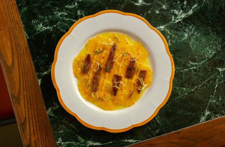 Ninetta’s orange carpaccio combines fruit with fish, vinegar with citrus and chilli with dill. Photo: Nicholas Wong