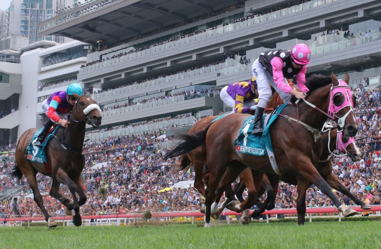 Beauty Generation cruises to victory in the Group One Champions Mile in 2018. Photos: Kenneth Chan