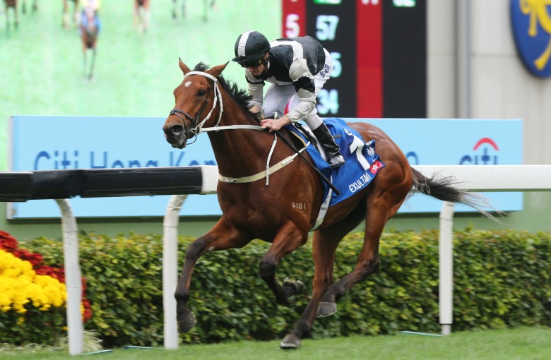 Exultant bolts for home in the Hong Kong Gold Cup. Photos: Kenneth Chan