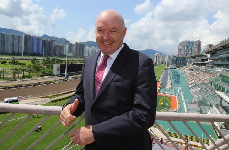 David Hayes poses for photos at Sha Tin after being announced as a trainer for the 2020-21 season. Photos: Kenneth Chan