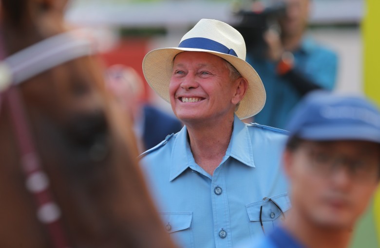 John Moore is all smiles after Aethero’s win on Saturday. Photo: Kenneth Chan