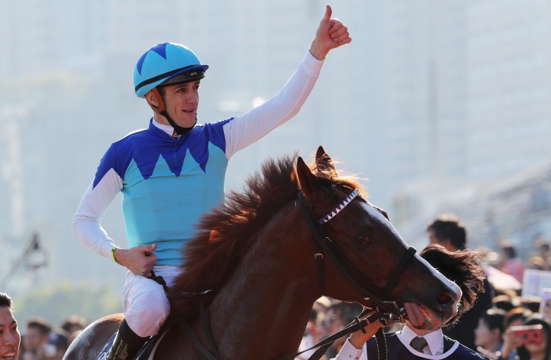 Christophe Soumillon returns on Admire Mars after winning the Group One Hong Kong Mile. Photos: Kenneth Chan