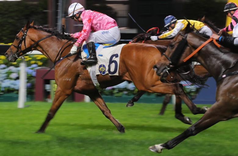 Matthew Chadwick drives Good Shot to victory at Happy Valley on Wednesday night. Photos: Kenneth Chan