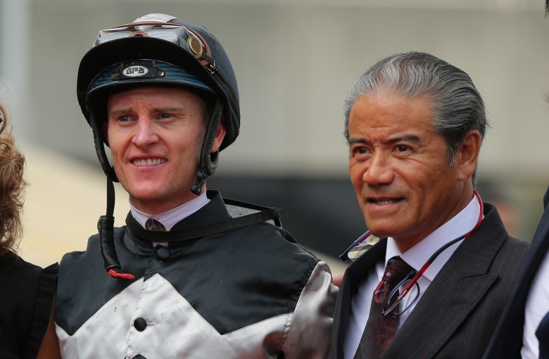 Zac Purton and Tony Cruz celebrate one of Exultant’s wins in the Champions & Chater Cup. Photos: Kenneth Chan