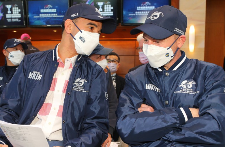 Joao Moreira (left) and Zac Purton at the draw for the International Jockeys’ Championship this week. Photo: Kenneth Chan