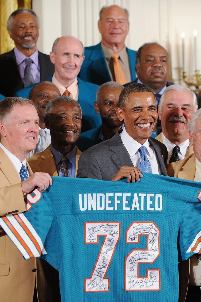 Belatedly, undefeated '72 Miami Dolphins welcomed at White House – The  Mercury News