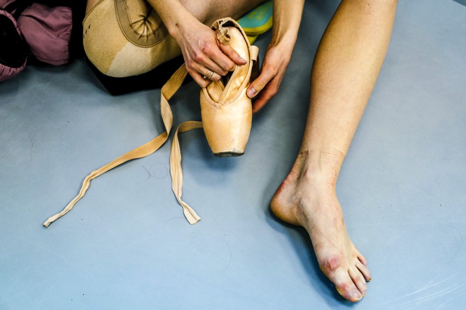 teal ballet pointe shoes