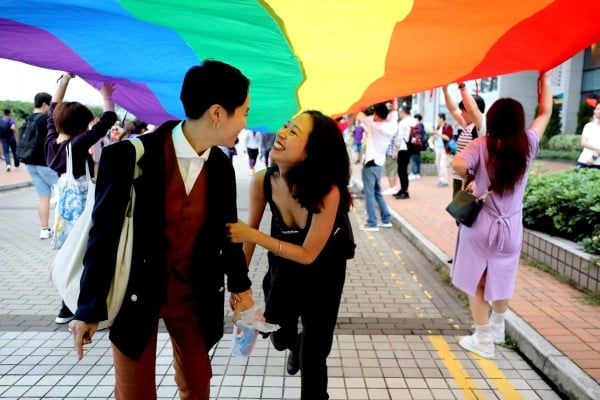 Participants enjoy Hong Kong’s gay pride parade on November 17, 2018. Photo: Edward Wong.