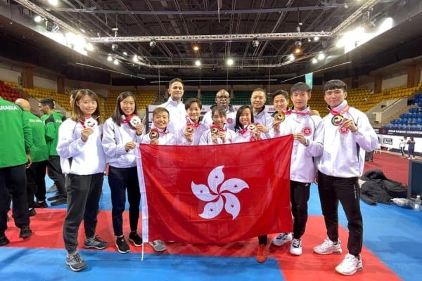 Hong Kong’s karate team finishes with three senior bronze medals at the WKF Asian Championships in Kazakhstan. Photo: The Karatedo Federation of Hong Kong China Hong Kong’s karate team finishes with three senior bronze medals at the WKF Asian Championships in Kazakhstan. Photo: The Karatedo Federation of Hong Kong China