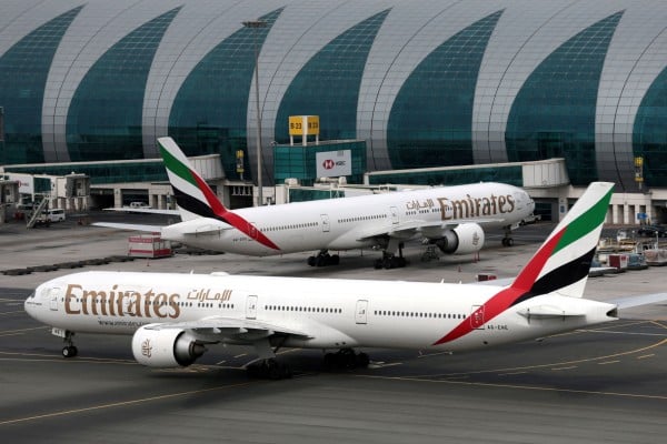 Emirates Airline’s Boeing 777 planes parked at Dubai airport, UAE. Photo: Reuters Emirates Airline’s Boeing 777 planes parked at Dubai airport, UAE. Photo: Reuters