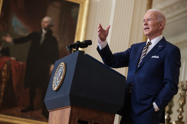 US President Joe Biden speaks during a press conference in the East Room of the White House on Wednesday. Photo: EPA-EFE
