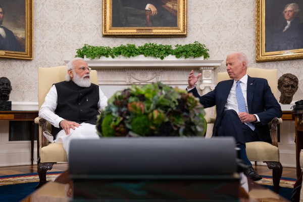 Indian Prime Minister Narendra Modi (left) with US President Joe Biden in the White House on September 24, 2021. As Biden prepares to meet with Modi and the other leaders of the Quad this month in Japan, US officials hope that India more closely aligns with policies on Russia and China. Photo: The New York Times/Bloomberg