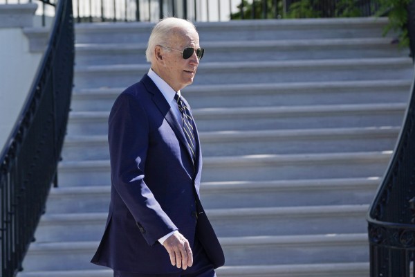 US President Joe Biden walks to a waiting helicopter on the lawn of the White House in Washington on May 11. Photo: AP