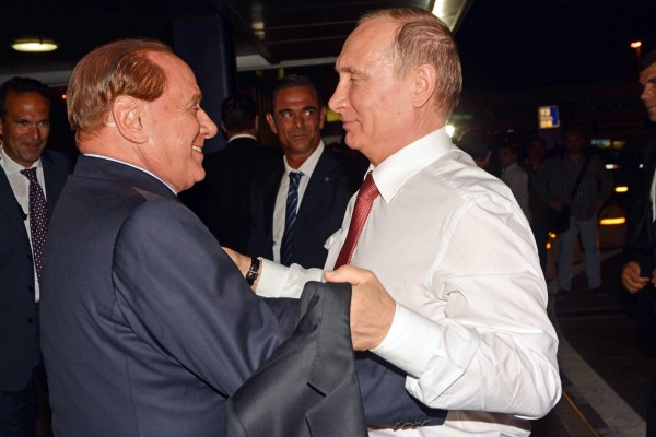 Russian President Vladimir Putin and former Italian PM Silvio Berlusconi pictured in Rome in 2015. File photo: EPA 