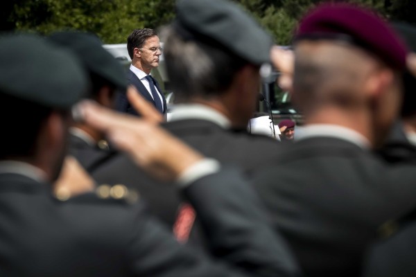 Dutch Prime Minister Mark Rutte during a meeting with peacekeeping veterans on Saturday. Photo: EPA-EFE