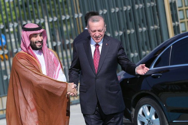 Turkish President Recep Tayyip Erdogan (right) welcomes Saudi Arabia’s Crown Prince Mohammed bin Salman at the Presidential Complex in Ankara on Wednesday. Photo: Turkish Presidency Press Office via AFP
