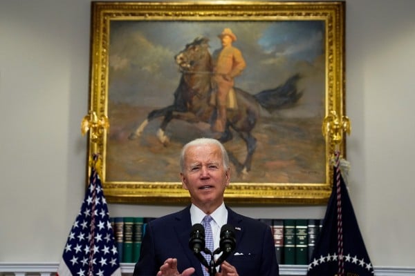 US President Joe Biden speaks shortly before signing a gun control bill into law at the White House on Saturday. Photo: Reuters