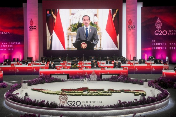 Indonesia President Joko Widodo delivering his speech during the G20 finance ministers and central bank governors meeting (FMCBG) in Jakarta. Photo: Reuters